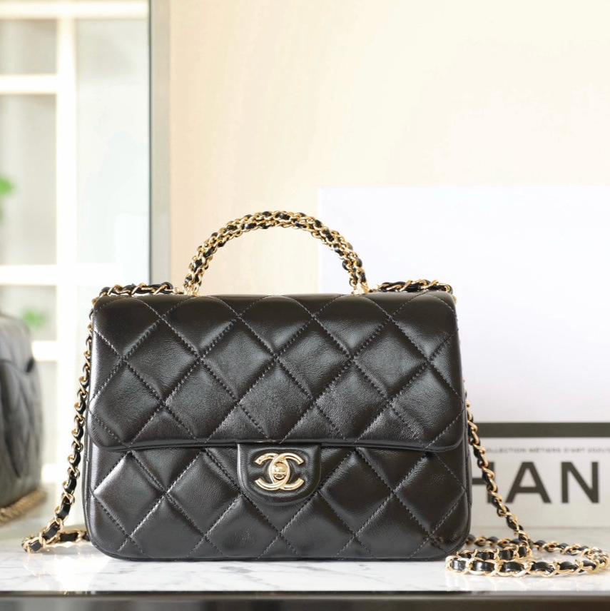 24B Flap Bag Top Handle Lambskin