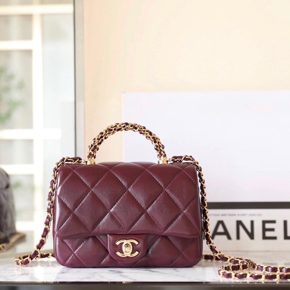 24B Flap Bag Top Handle Lambskin