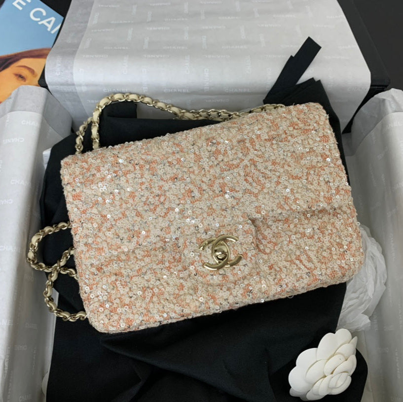 25C Flap Bag Polka Dot Sequin Calfskin