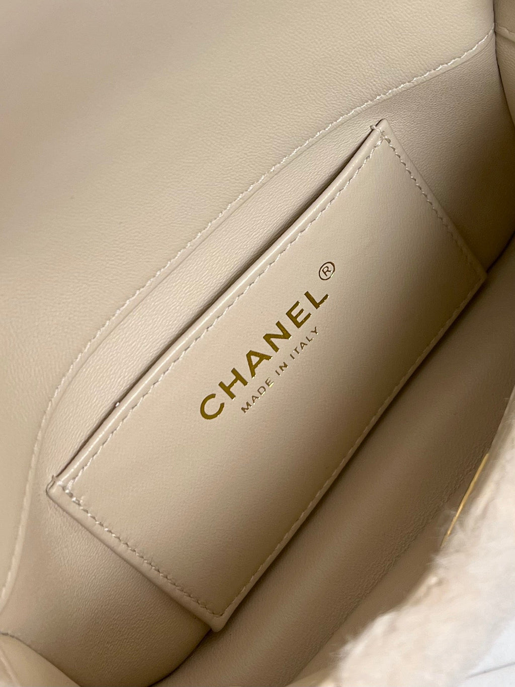C*C FW 24/25 Small Flap Bag Beige Shearing Lambskin