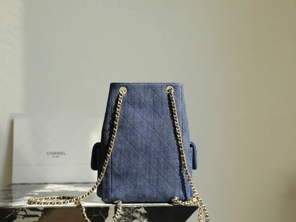 C*C Drawstring Backpack 24.3cm Dark Blue Denim