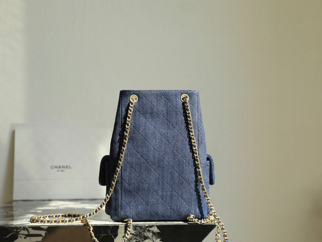 C*C Drawstring Backpack 24.3cm Dark Blue Denim