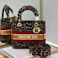 C*D Velvet Leopard Print 24 Lady D*or Bag Canvas