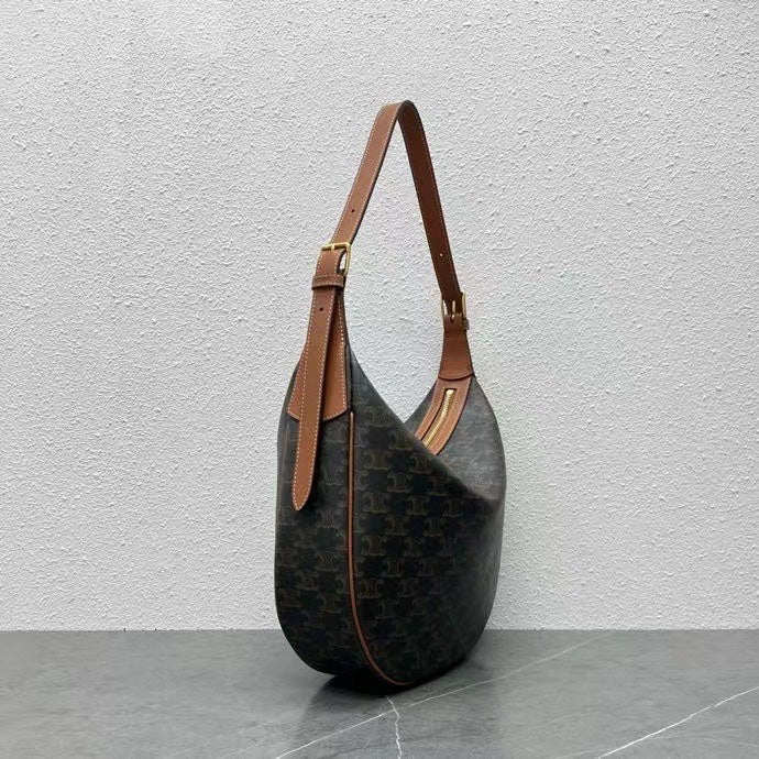 C*line Héloïse Bag Triomphe Black Brown Canvas & Calfskin