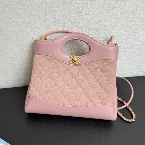 C*C 31 Mini Shopping Bag 23cm Pink Suede Calfskin