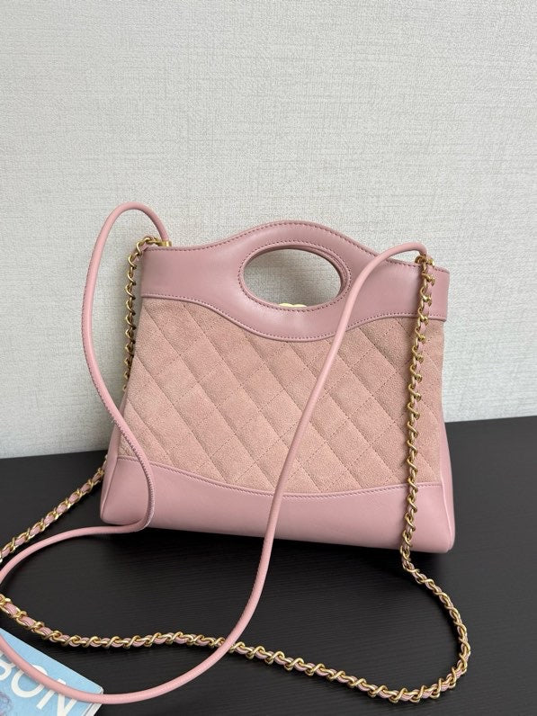 C*C 31 Mini Shopping Bag 23cm Pink Suede Calfskin