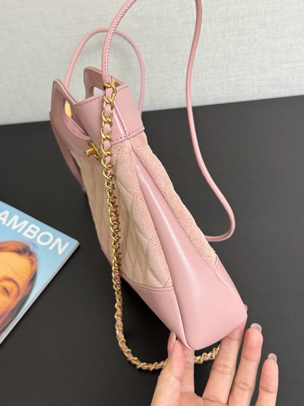 C*C 31 Mini Shopping Bag 23cm Pink Suede Calfskin