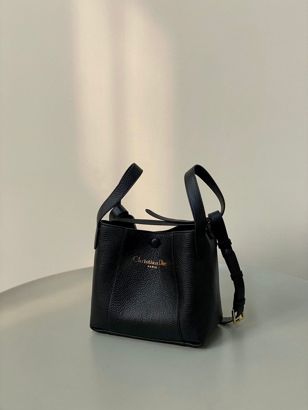 D*or Signature Bucket Bag Black Calfskin