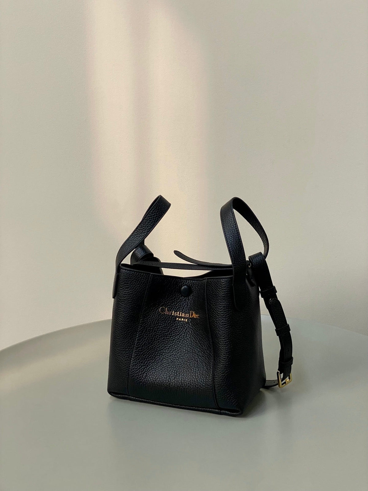 D*or Signature Bucket Bag Black Calfskin