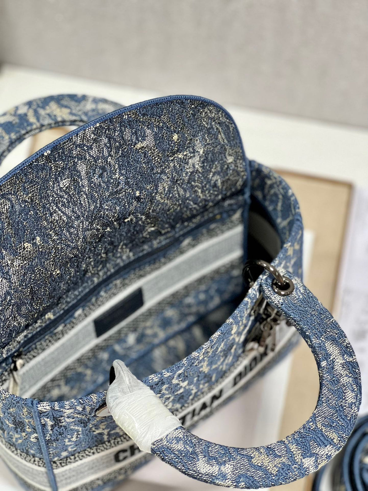 C*D Denim Water Blue 24 Lady D*or Bag Canvas