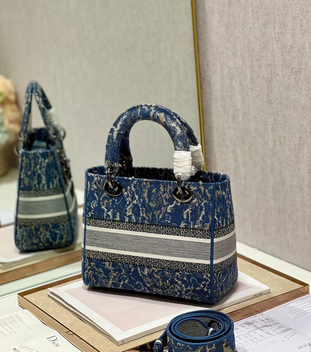 C*D Denim Water Blue 24 Lady D*or Bag Canvas