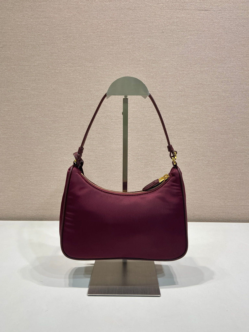 Pr*a Shoulder Bag 22 burgundy nylon fabric