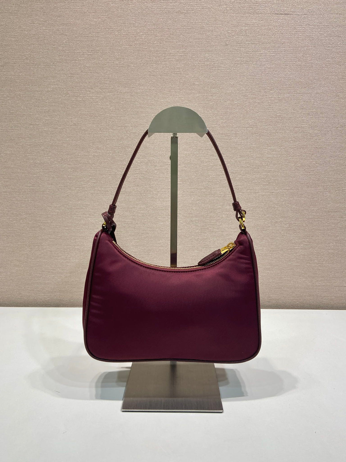 Pr*a Shoulder Bag 22 burgundy nylon fabric