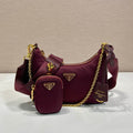 Pr*a Hobo Underarm Bag burgundy nylon fabric