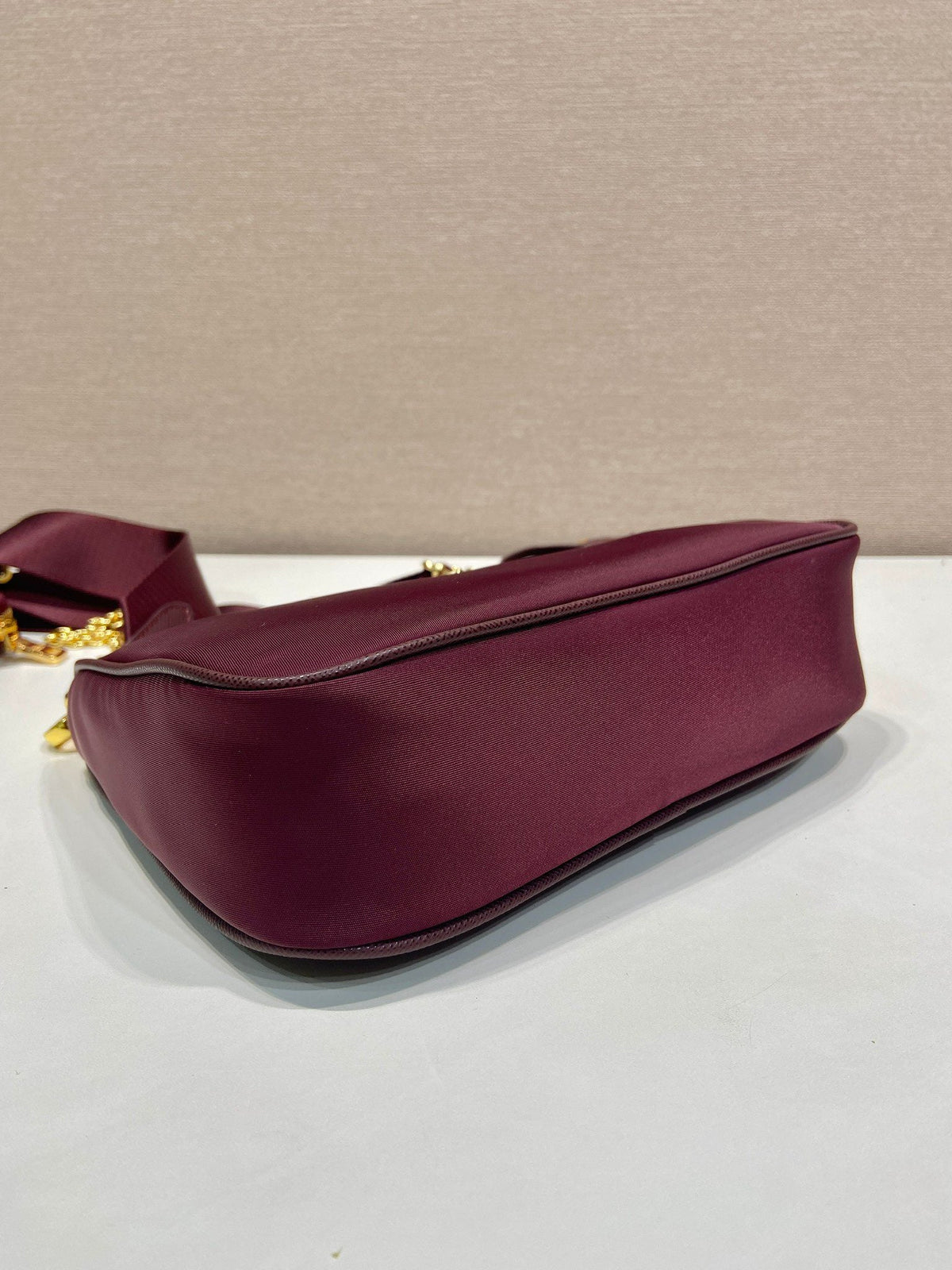 Pr*a Hobo Underarm Bag burgundy nylon fabric