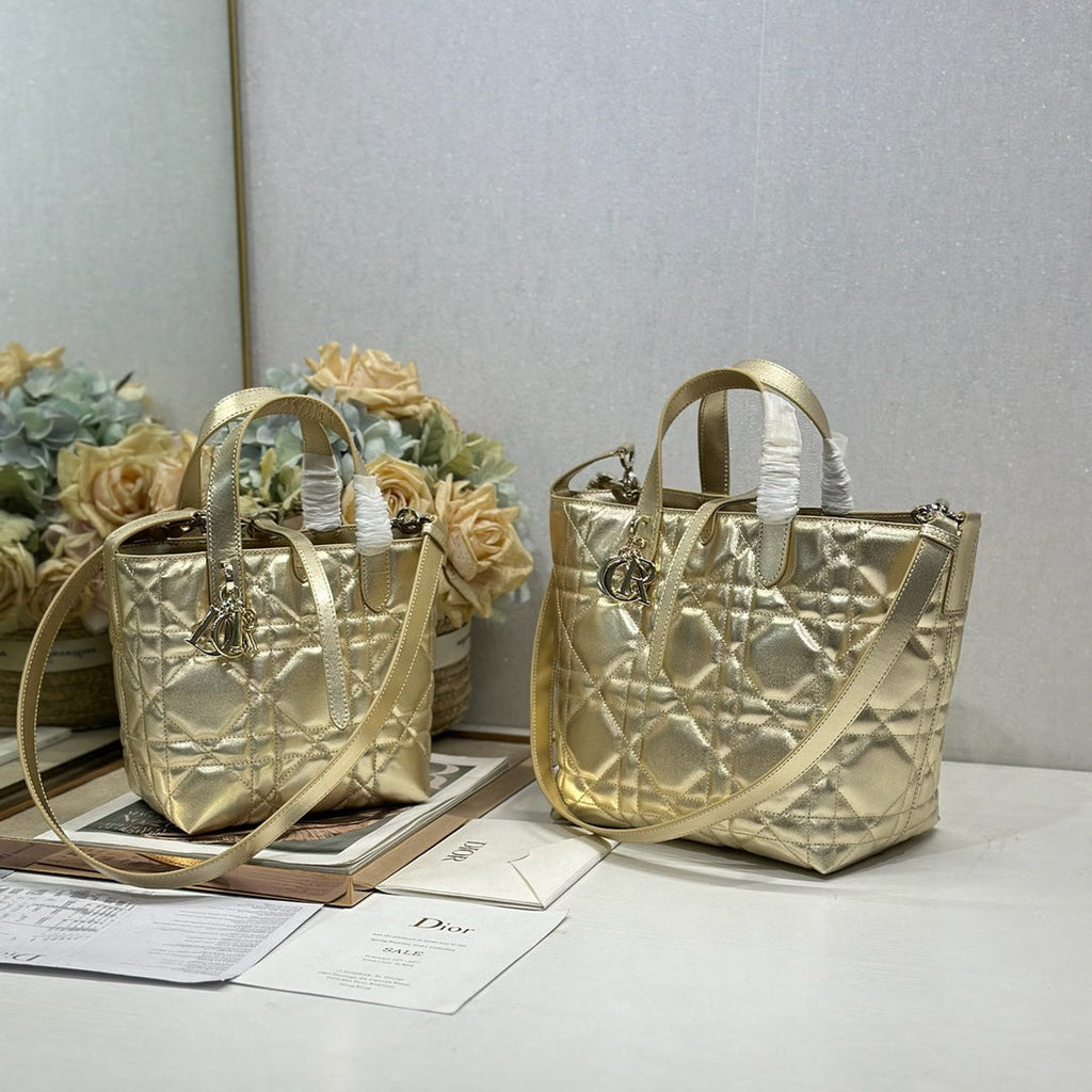 C*D Toujours Tote Bag Gold Tone Calfskin