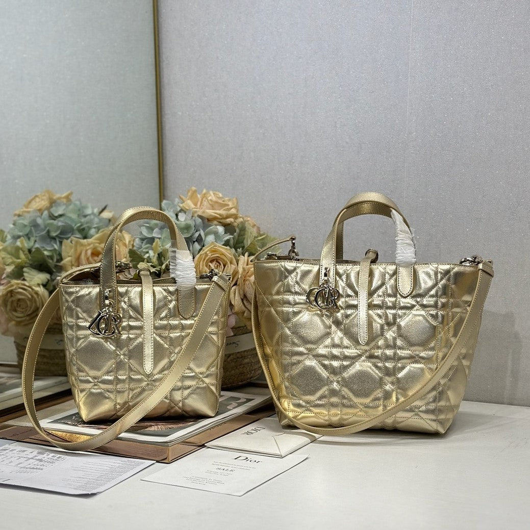 C*D Toujours Tote Bag Gold Tone Calfskin