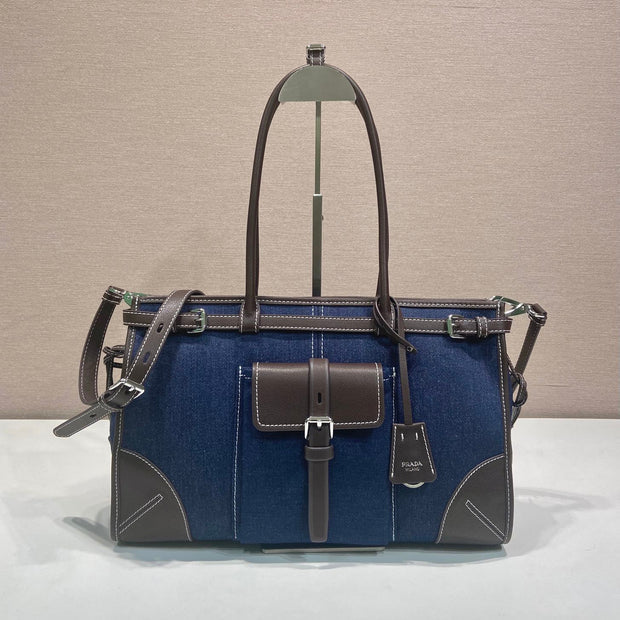 Pr*da 2026 Bonnie Bag Denim Leather