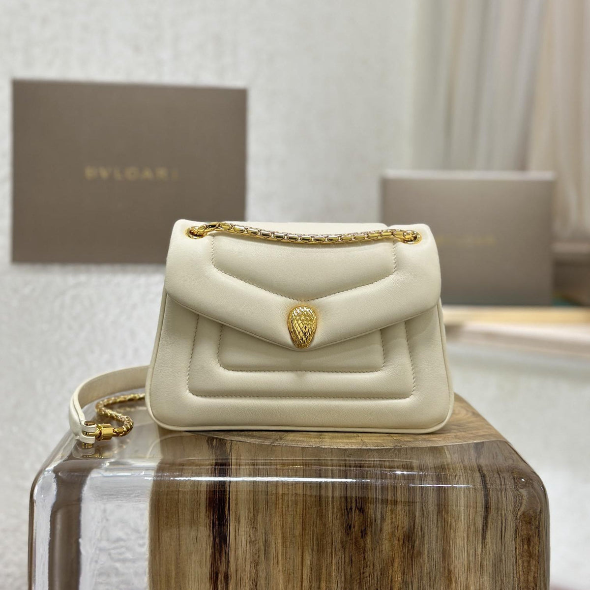 B*V*L Serpenti Reverse Shoulder Bag Calfskin GHW