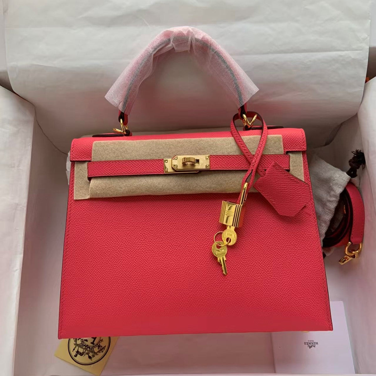 H*M Kelly Sellier 25 Bag Rose Extreme Epsom Leather