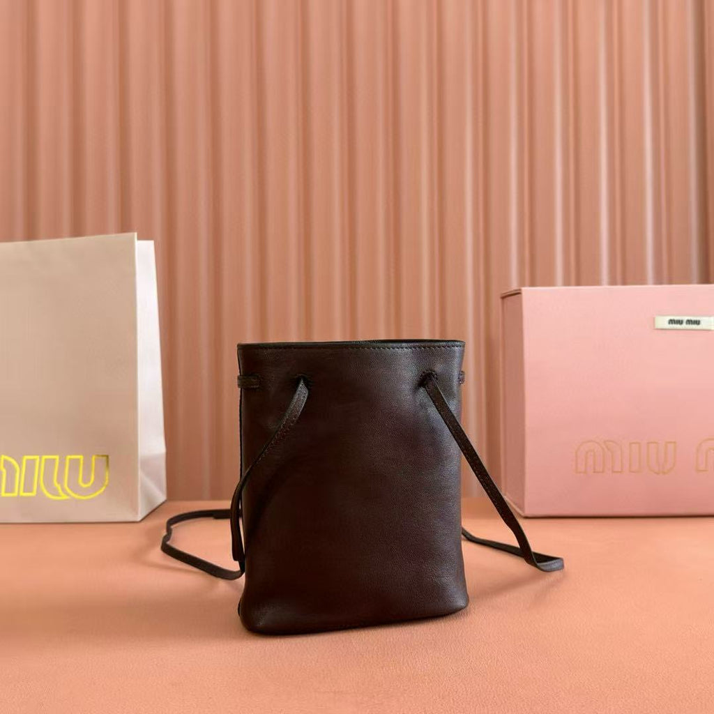 M*u Bucket Bag 14cm Coffee Grain Leather