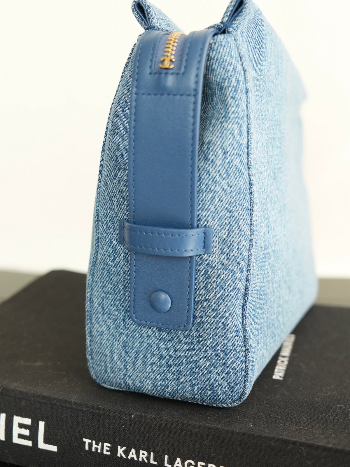 C*C 2026 Double C Clutch Bag 29.5cm Blue Denim Leather