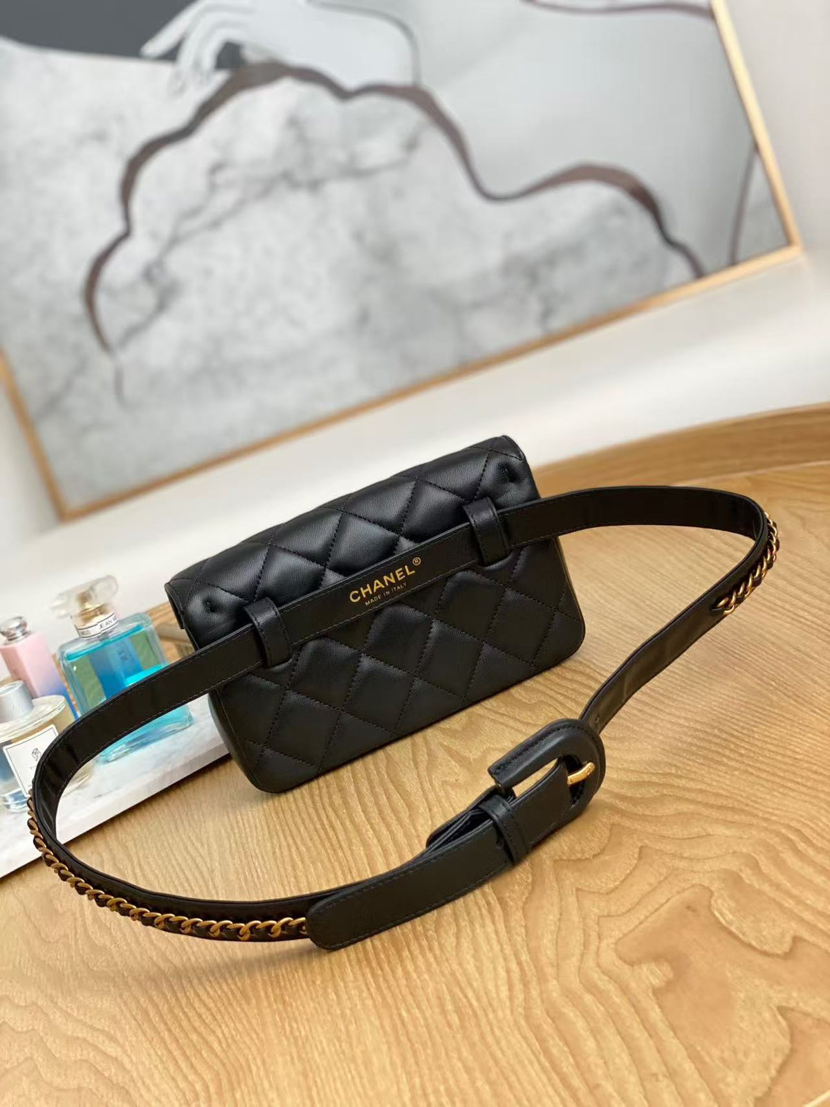 Ch*nel Belt Bag Black Gold Hardware Lambskin