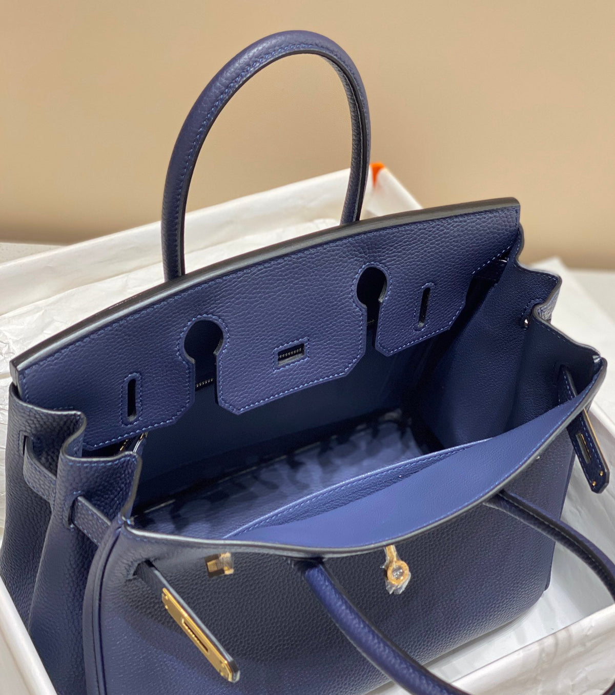 H*M Birkin 30cm Dark Navy Blue Epsom Leather