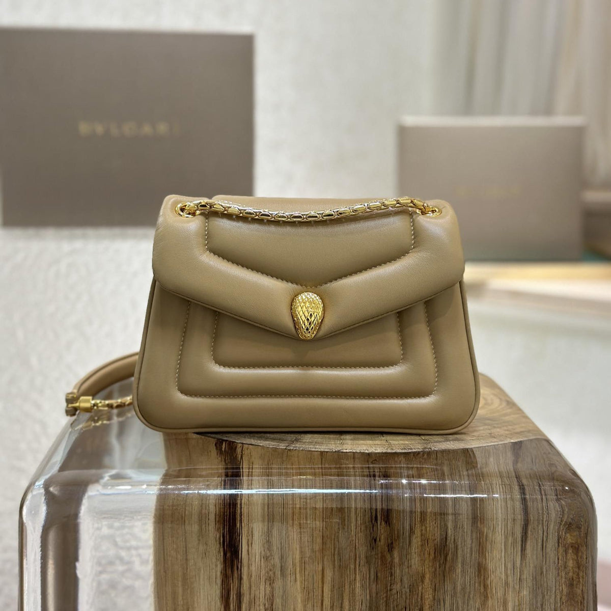 B*V*L Serpenti Reverse Shoulder Bag Calfskin GHW