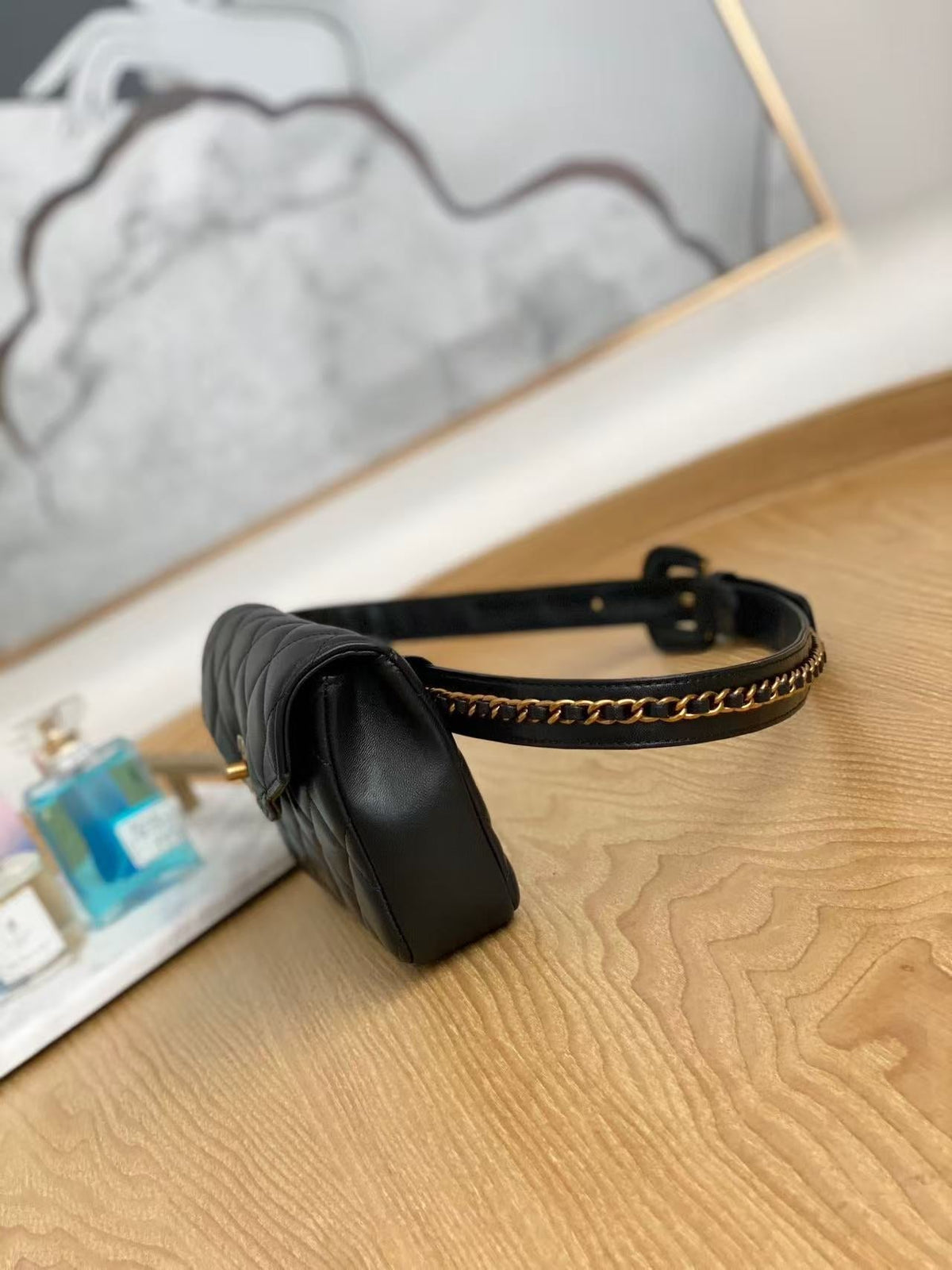 Ch*nel Belt Bag Black Gold Hardware Lambskin