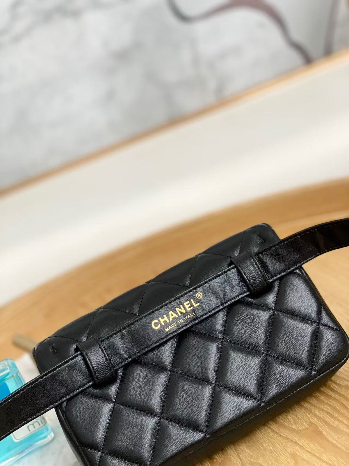 Ch*nel Belt Bag Black Gold Hardware Lambskin