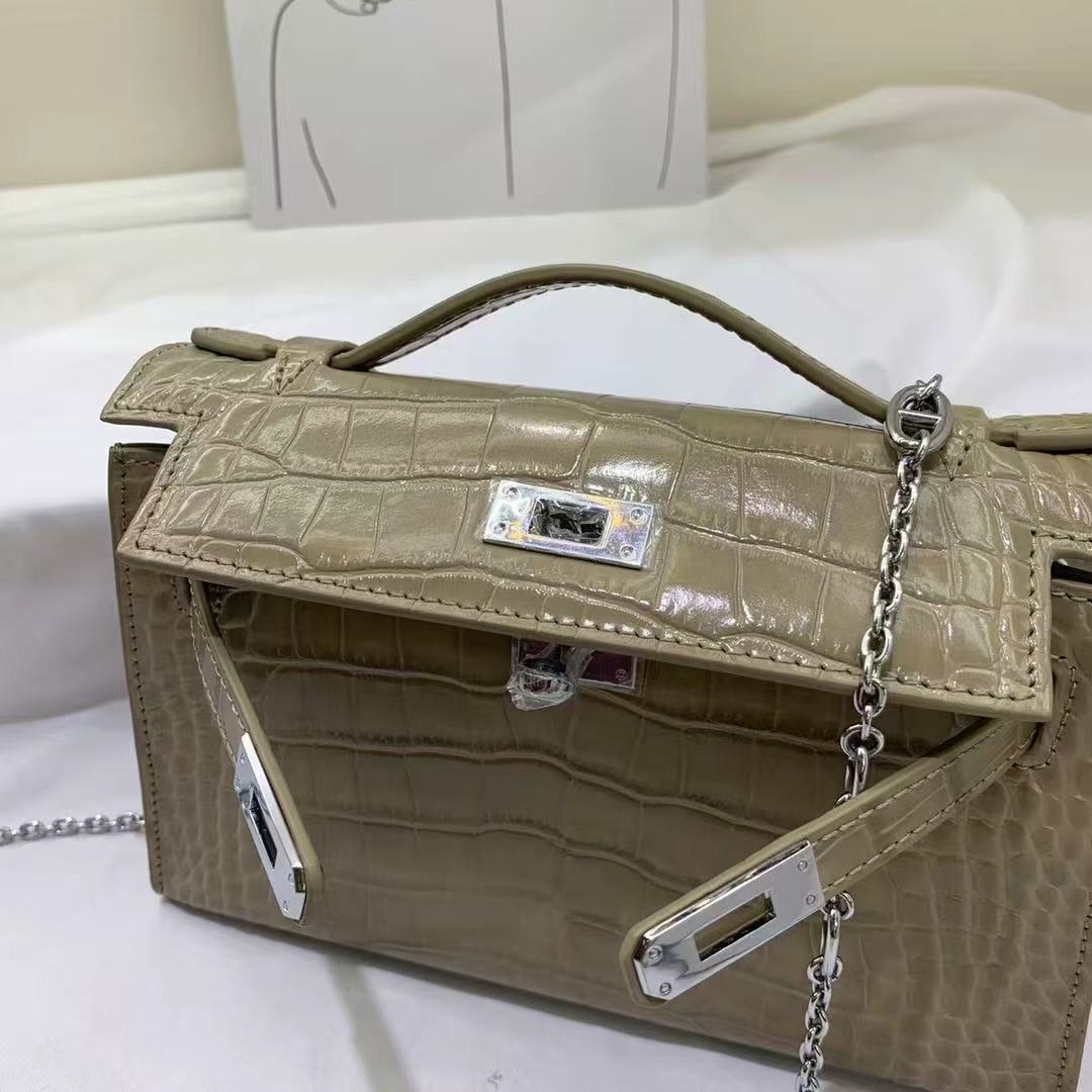 H*M Kelly Gris Tourterelle Crocodile Leather ( day production)
