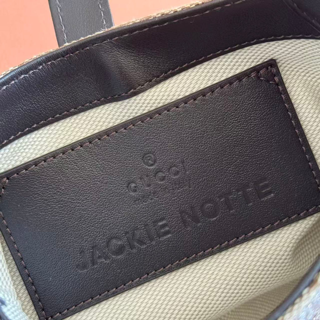 G*G Jackie Notte Mini Crystal Bag Beige Brown Canvas