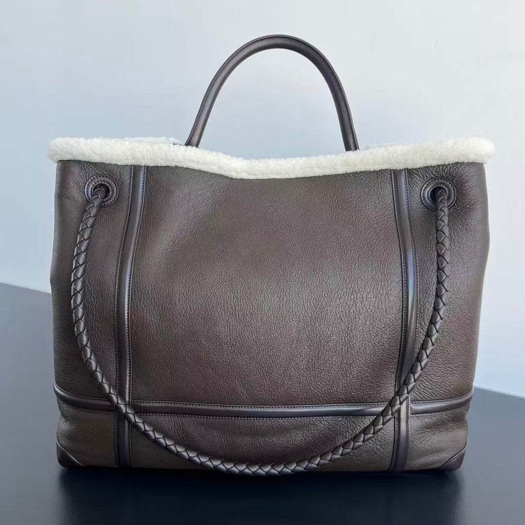 B*V Andiamo Large Brown White Fur Leather