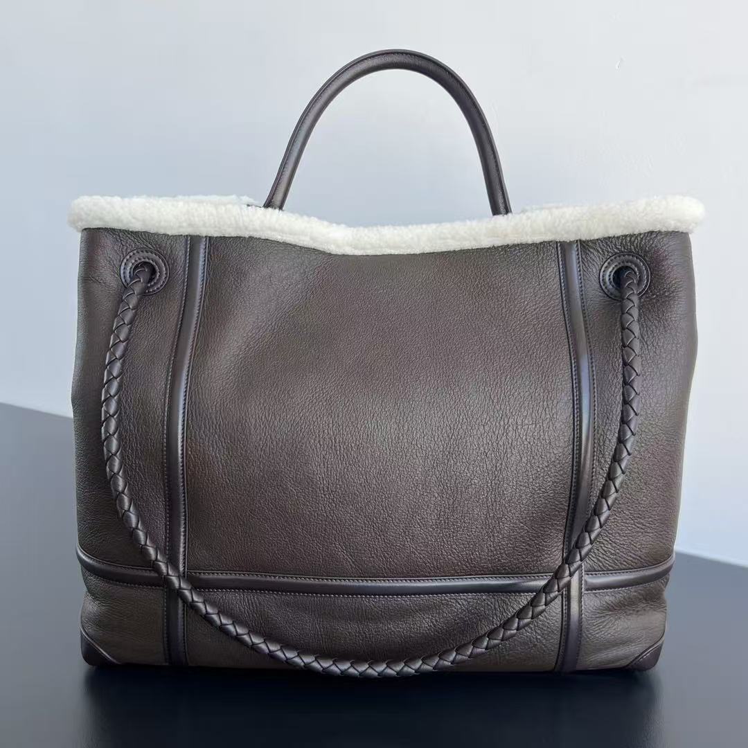 B*V Andiamo Large Brown White Fur Leather