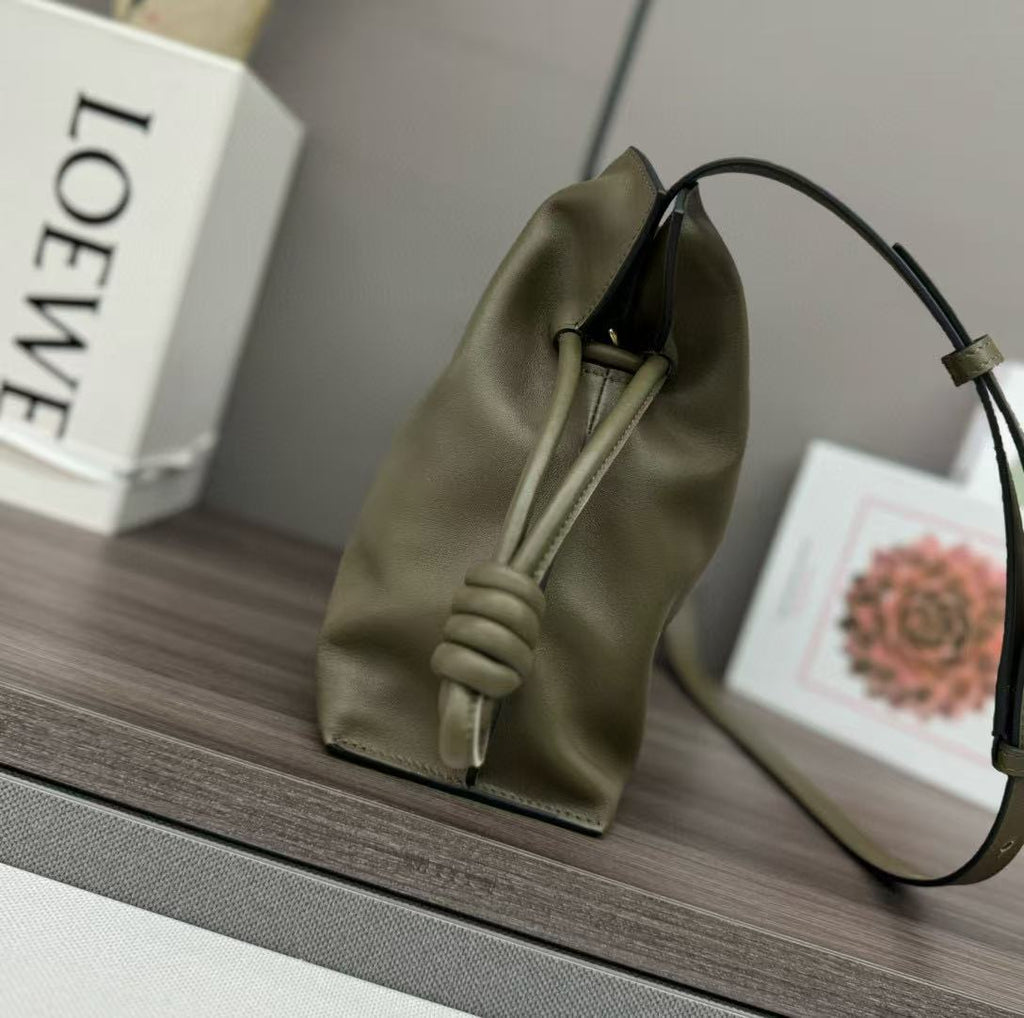 L*ewe Flamenco Lucky Bag 30 Eucalyptus Olive Green Nappa Lambskin