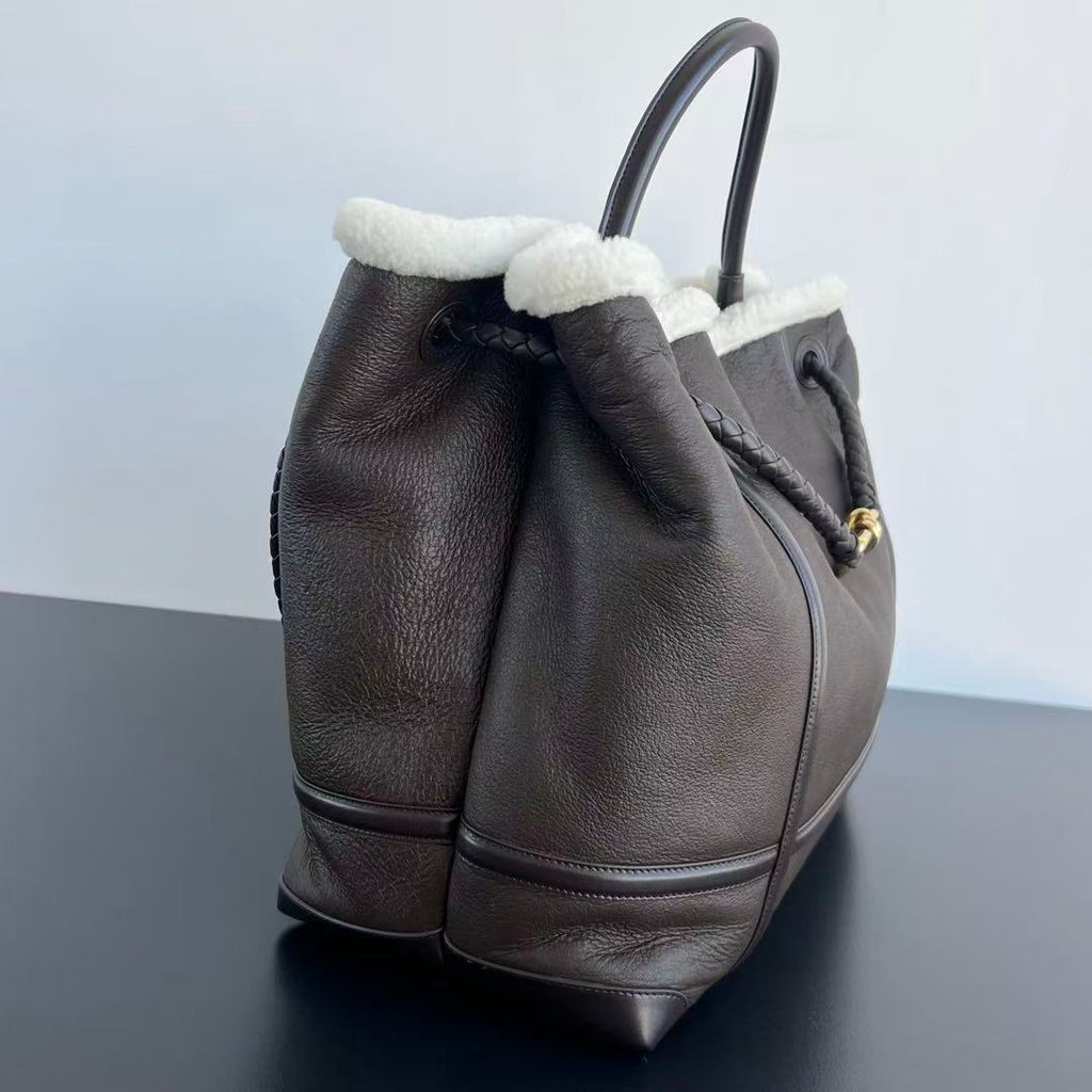 B*V Andiamo Large Brown White Fur Leather
