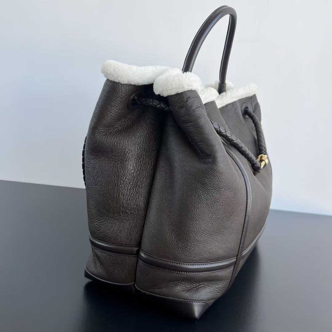 B*V Andiamo Large Brown White Fur Leather