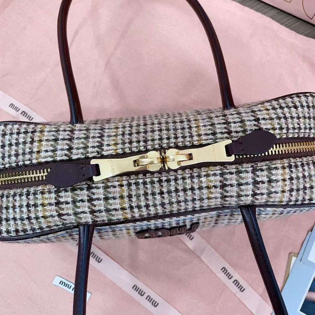 M*u 5BB147 Handbag 28cm Brown Beige Tweed