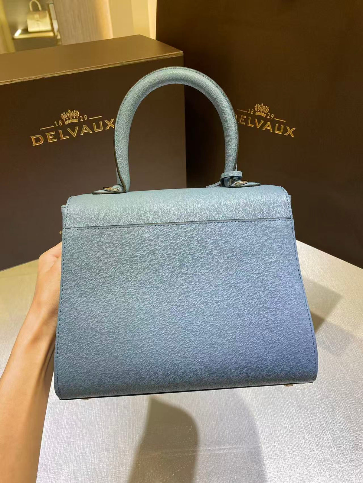 D*lvaux Tempo Baby Blue in Grained Calfskin
