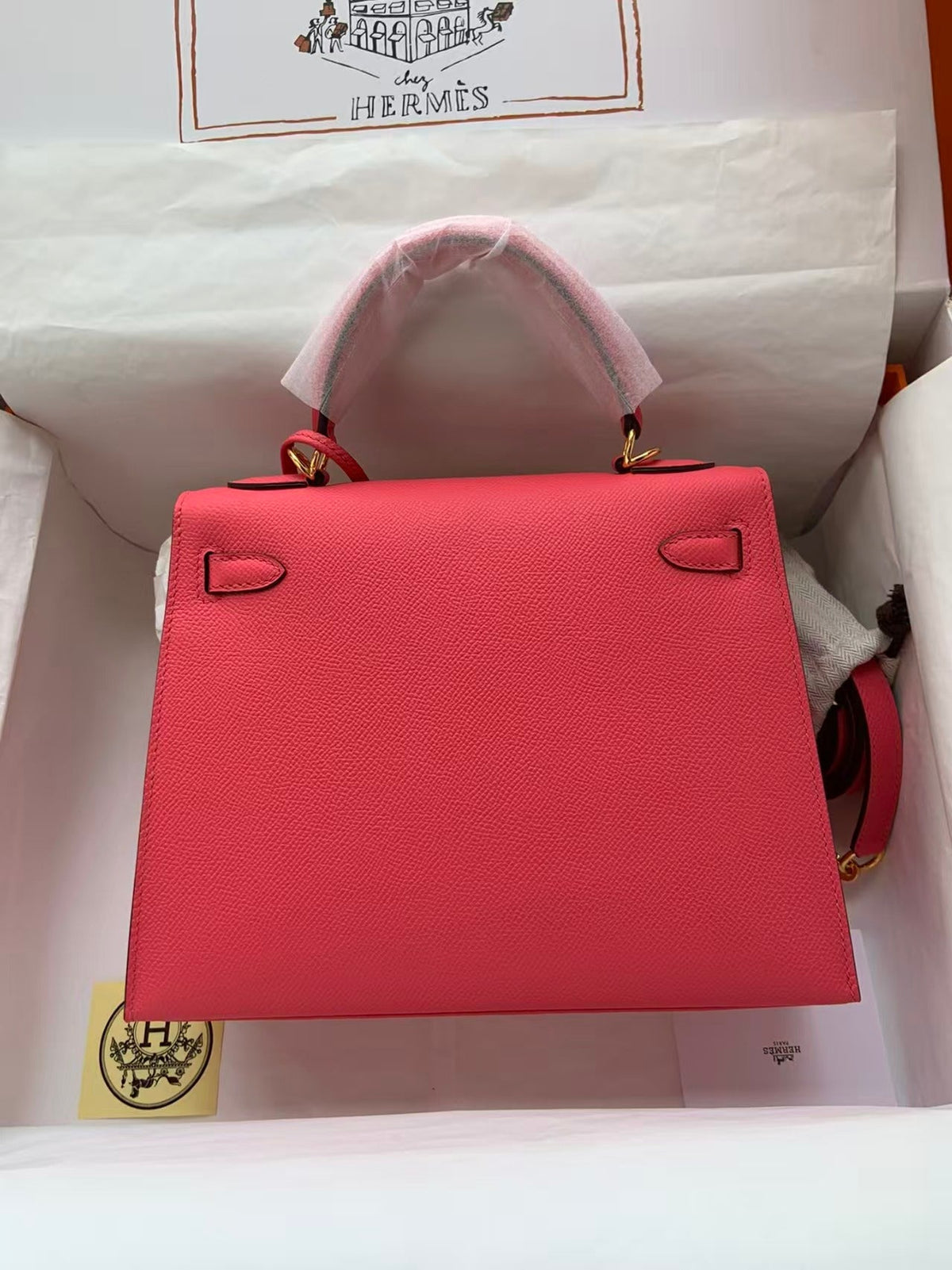 H*M Kelly Sellier 25 Bag Rose Extreme Epsom Leather