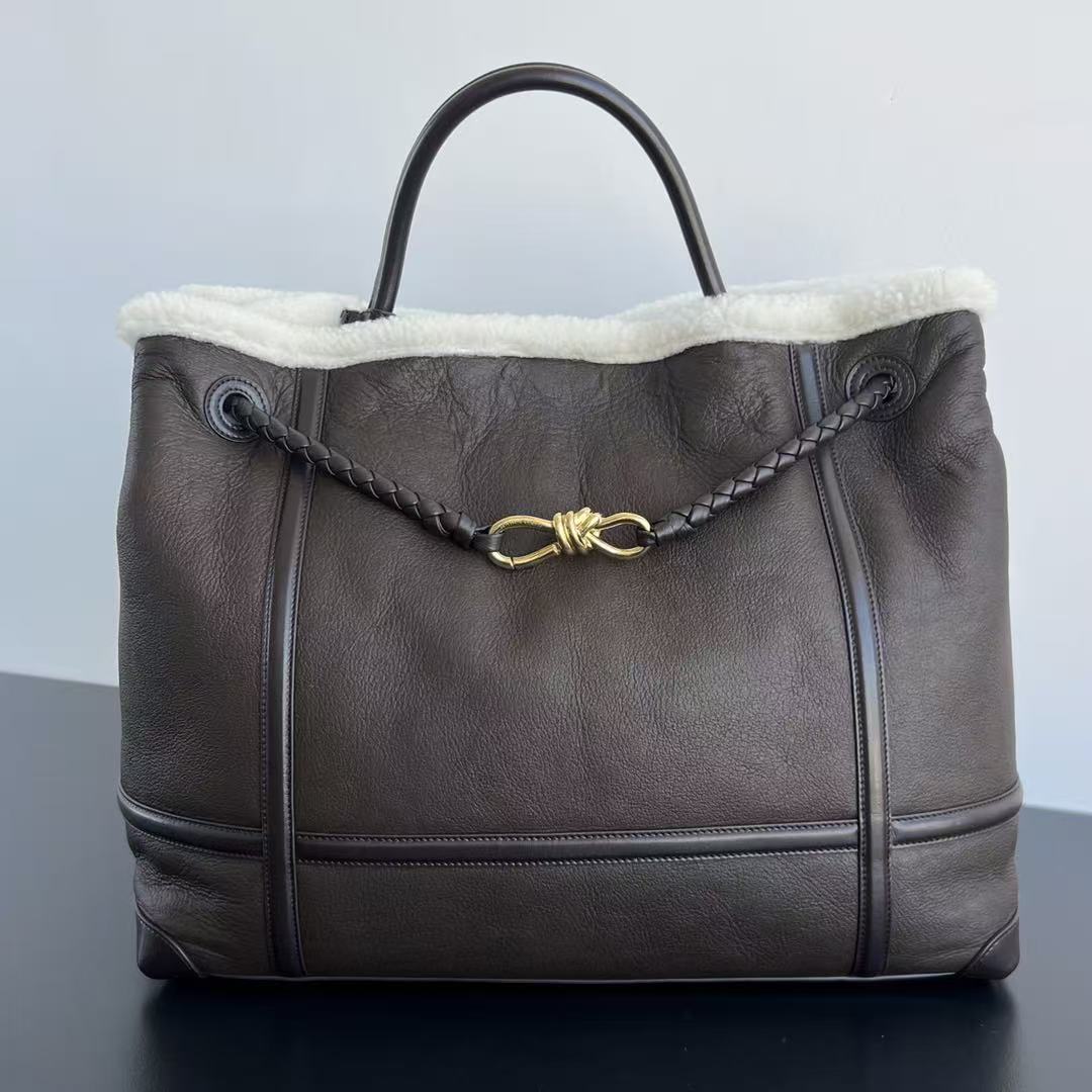 B*V Andiamo Large Brown White Fur Leather