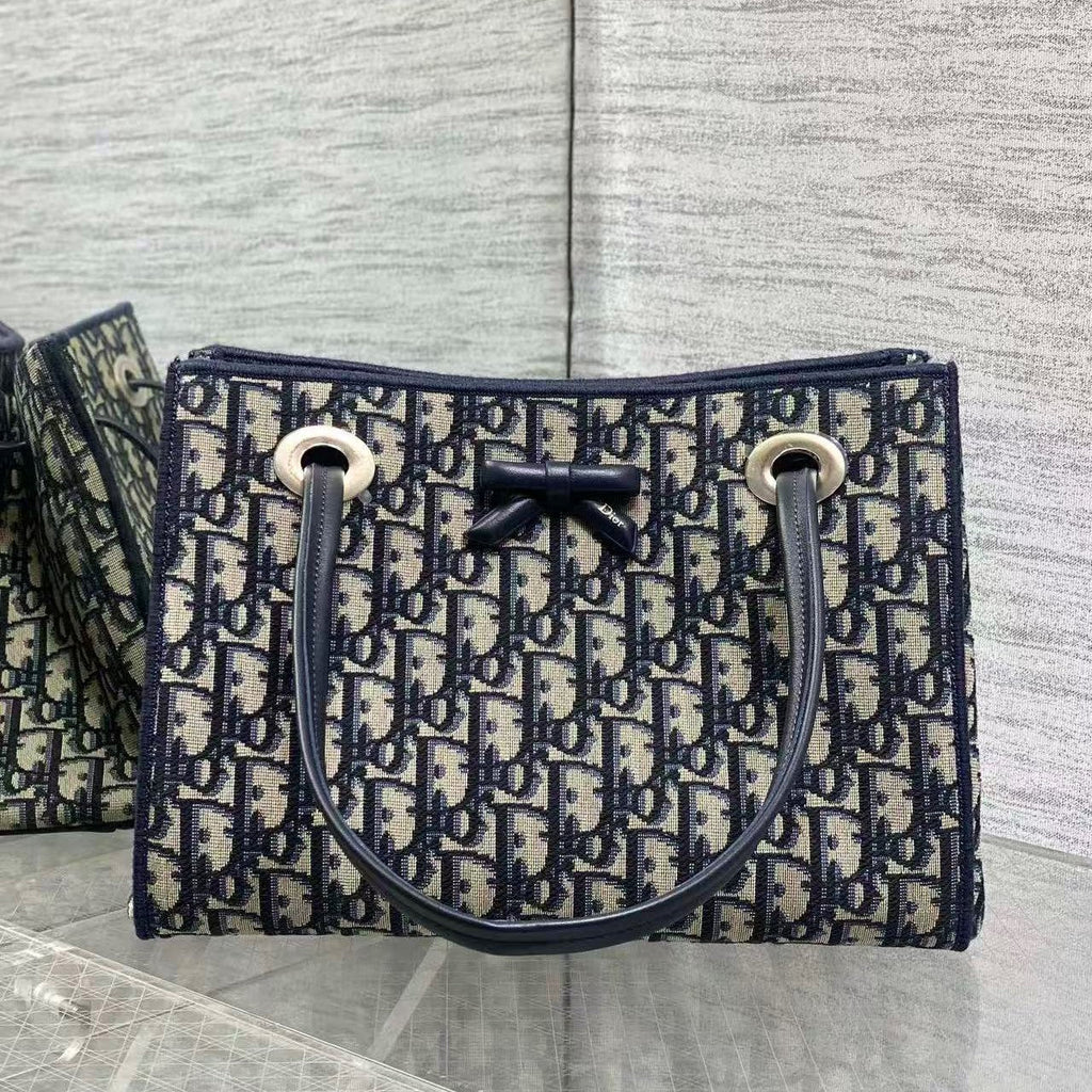 C*D Shopping Bag Oblique Jacquard Cotton Calfskin