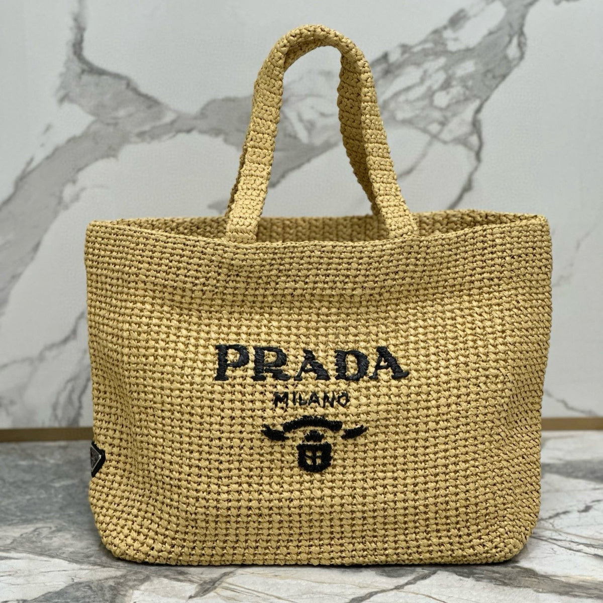 Pr*da Woven Tote Bag Beige Raffia