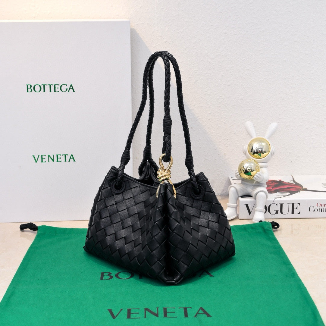B*V Parachute Intrecciato Shoulder Bag Cowhide