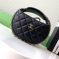 C*C Ch*nel Hula Hoop Clutch Black Calfskin