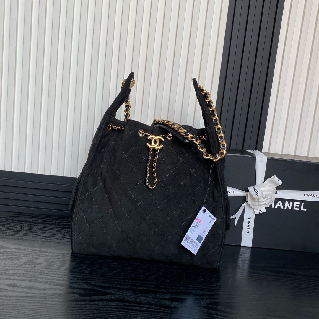 25C Hobo Bag 30cm Black Deerskin