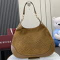G*G Tote Bag Brown Velvet Embossed and Leather