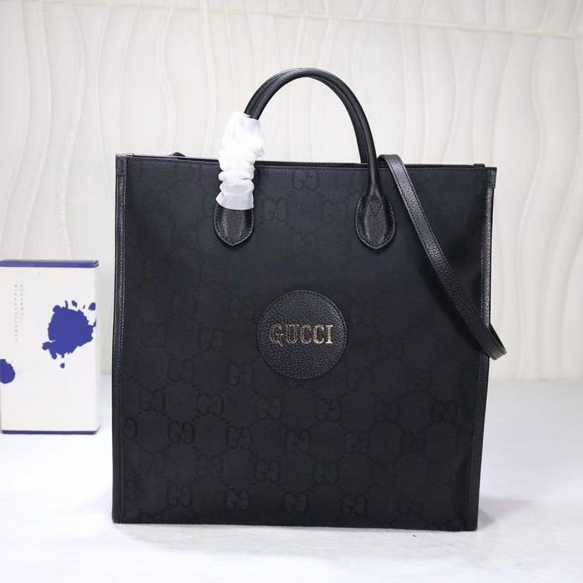 G*cci Off The Grid Medium Tote Bag Black Polyester and Leather