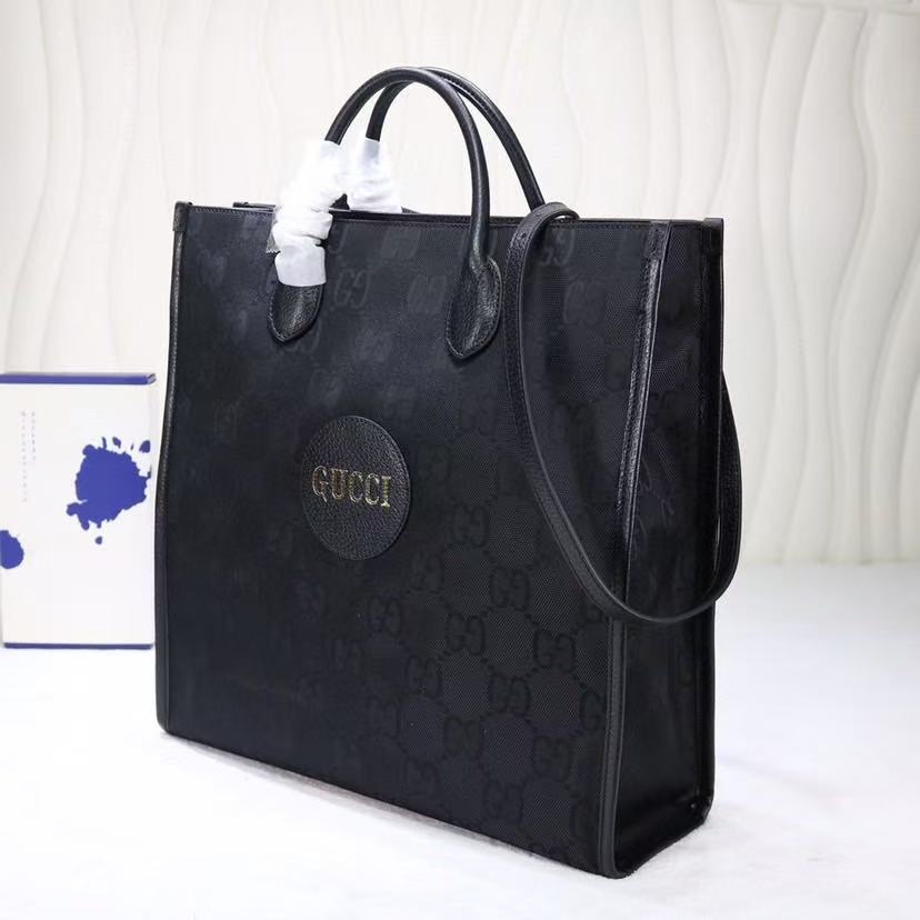 G*cci Off The Grid Medium Tote Bag Black Polyester and Leather